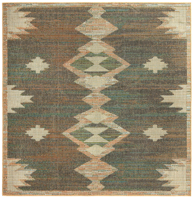 Coastal Terrace Collection Area Rug -  Oceanview Square Multi  lifestyle 98