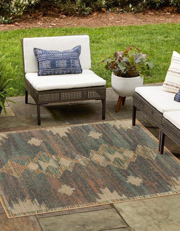 Coastal Terrace Collection Area Rug -  Oceanview Square Multi  lifestyle 45