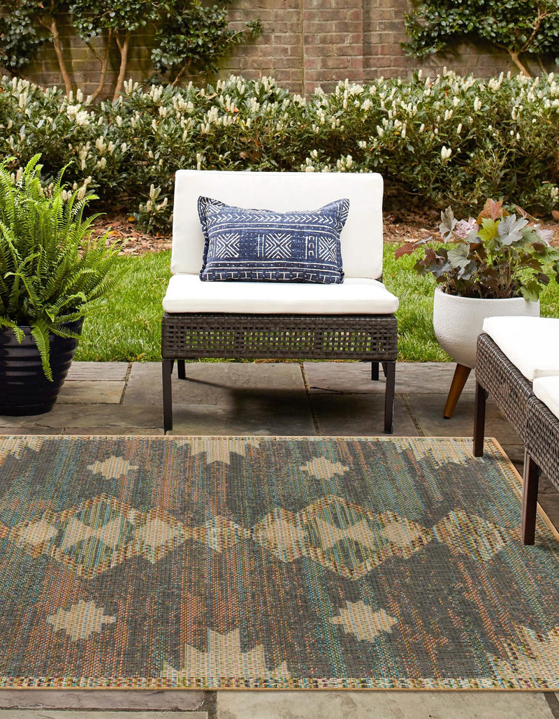 Coastal Terrace Collection Area Rug -  Oceanview Square Multi  lifestyle 54