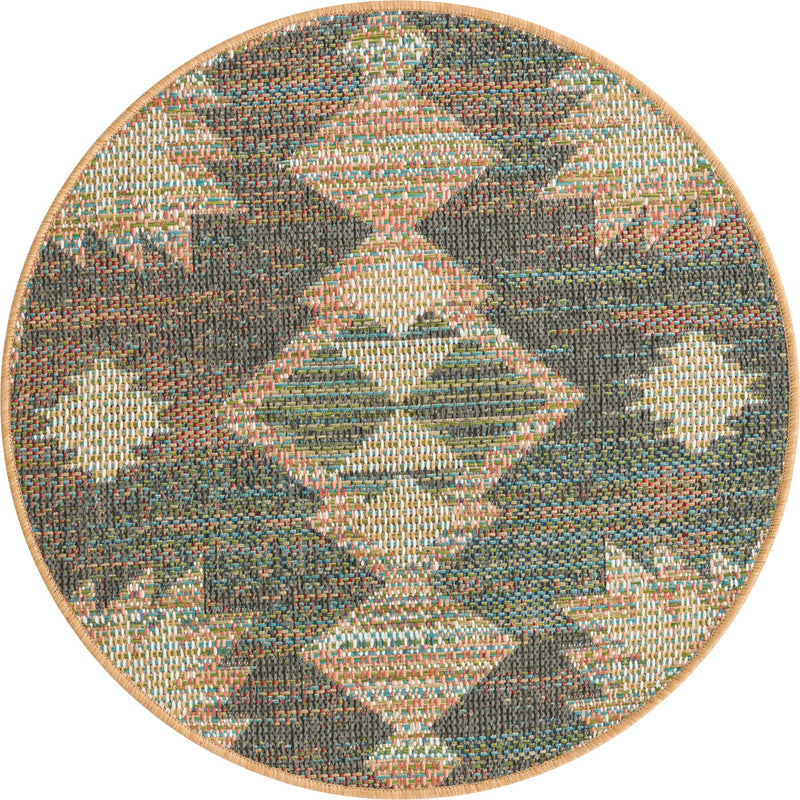 Coastal Terrace Collection Area Rug -  Oceanview Round Multi  lifestyle 32