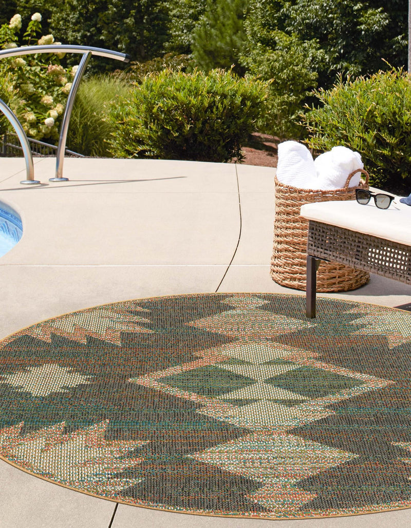 Coastal Terrace Collection Area Rug -  Oceanview Round Multi  lifestyle 44