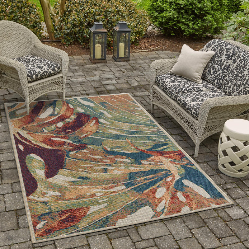 Coastal Terrace Collection Area Rug -  Wavecrest Rectangle Multi  lifestyle 14