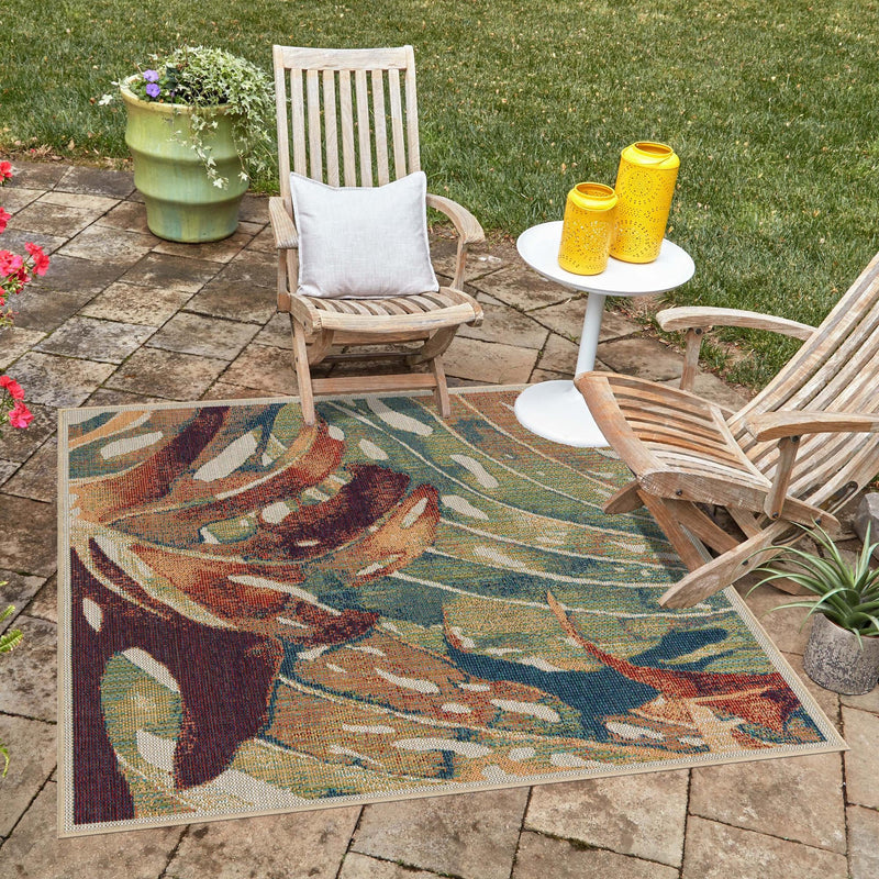 Coastal Terrace Collection Area Rug -  Wavecrest Square Multi  lifestyle 55