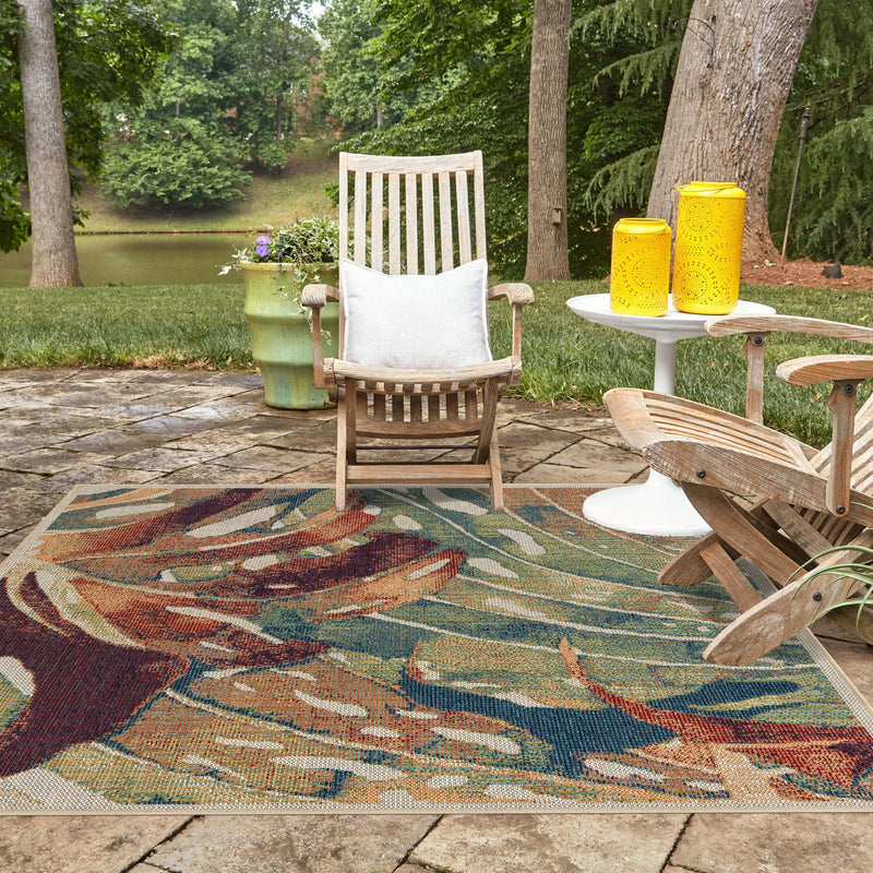 Coastal Terrace Collection Area Rug -  Wavecrest Square Multi  lifestyle 58