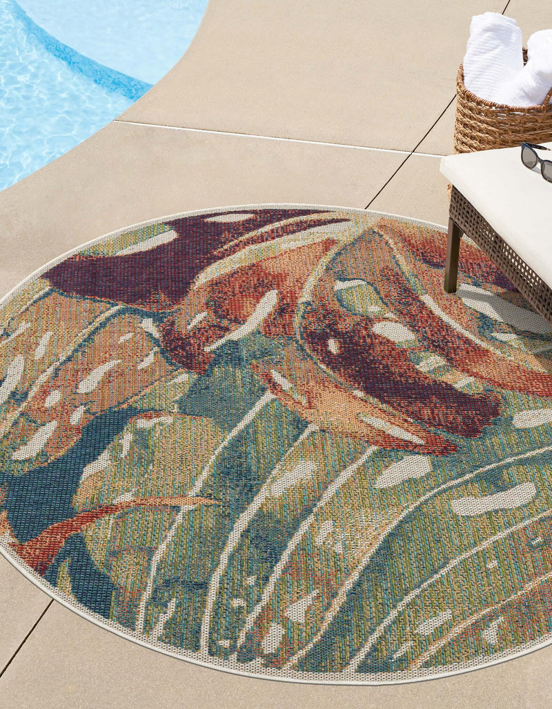 Coastal Terrace Collection Area Rug -  Wavecrest Round Multi  lifestyle 20