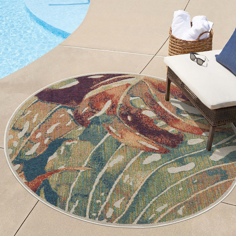 Coastal Terrace Collection Area Rug -  Wavecrest Round Multi  lifestyle 56