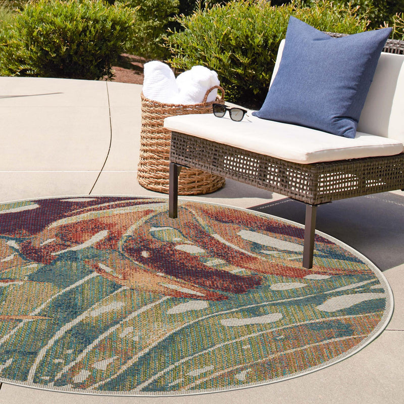 Coastal Terrace Collection Area Rug -  Wavecrest Round Multi  lifestyle 59