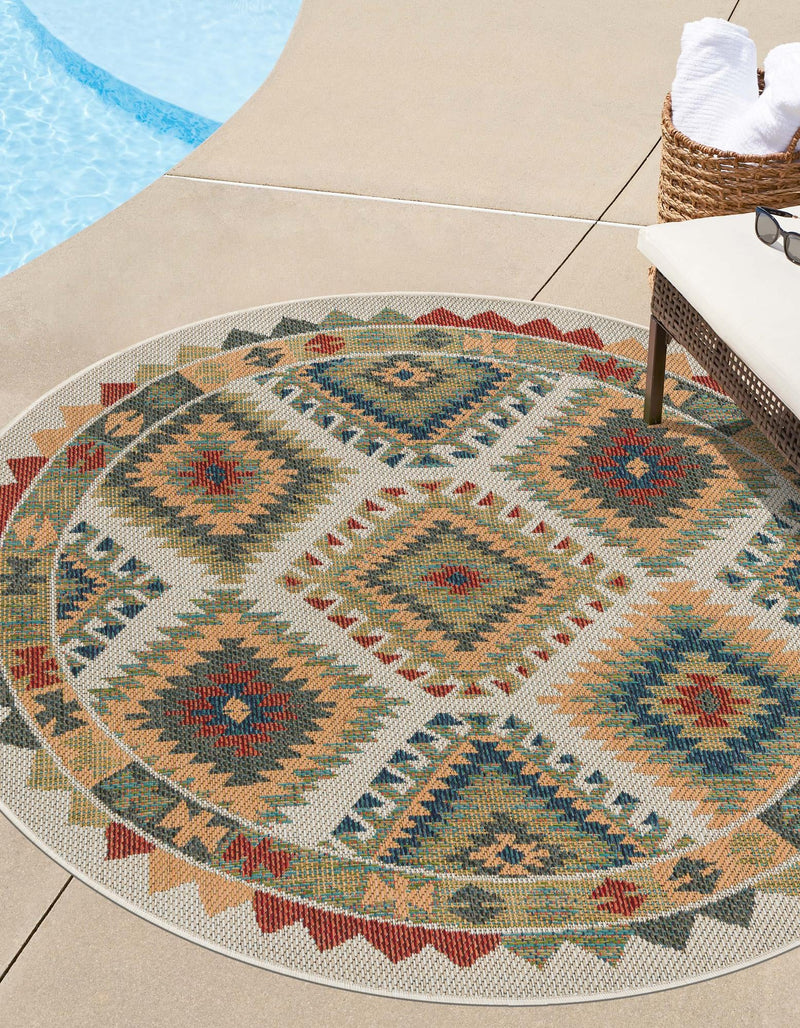 Coastal Terrace Collection Area Rug -  Sandbar Round Ivory  lifestyle 32