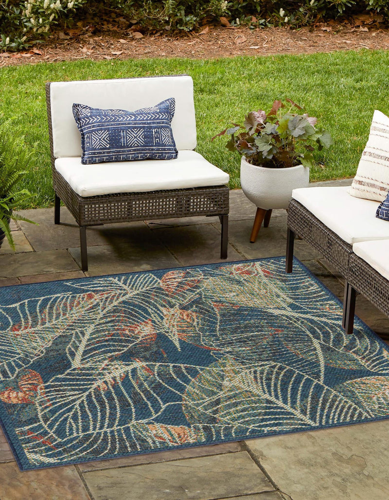 Coastal Terrace Collection Area Rug -  Driftwood Square Blue  lifestyle 35