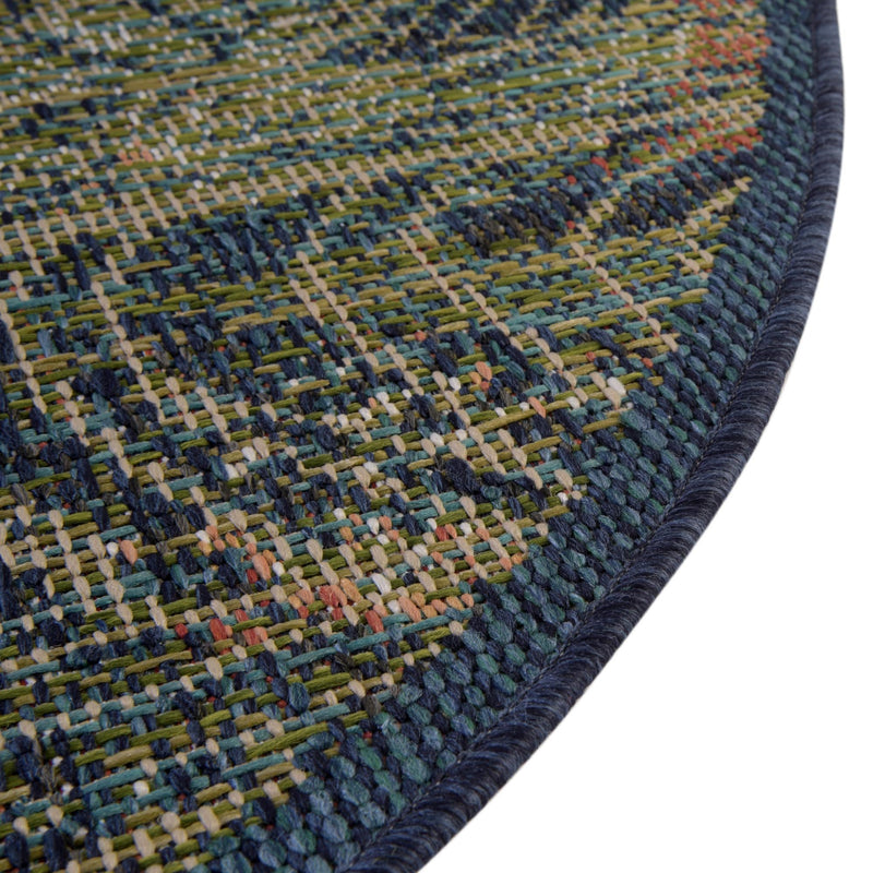 Coastal Terrace Collection Area Rug -  Driftwood Round Blue  lifestyle 47