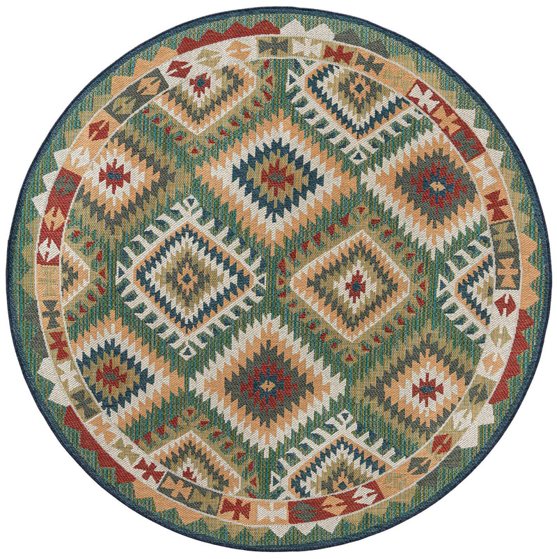 Coastal Terrace Collection Area Rug -  Sandbar Round Green  lifestyle 64