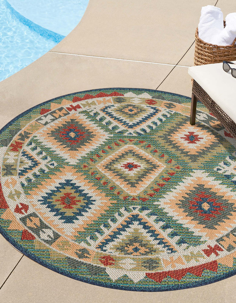 Coastal Terrace Collection Area Rug -  Sandbar Round Green  lifestyle 36
