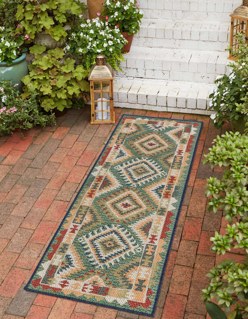 Coastal Terrace Collection Area Rug -  Sandbar Runner Green  lifestyle 34