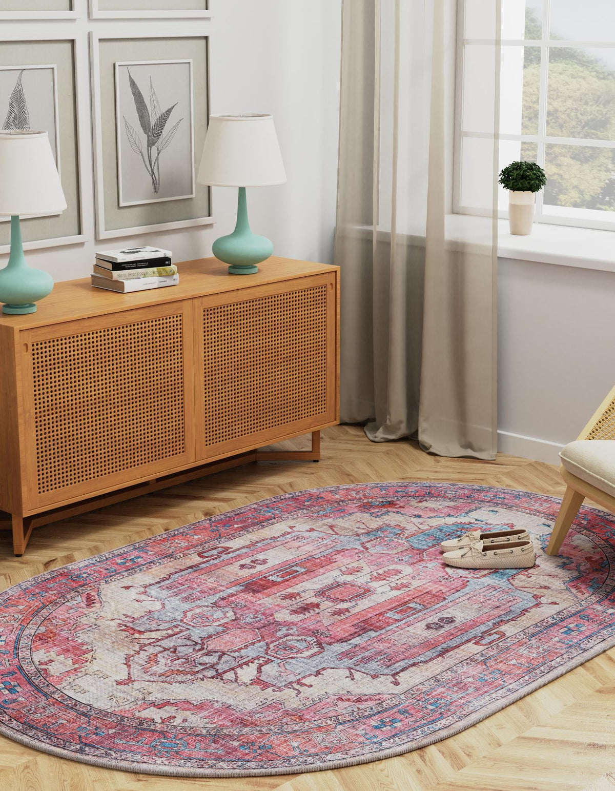 Zahara Oasis Collection Area Rug - Sahara Oval Beige  lifestyle 81