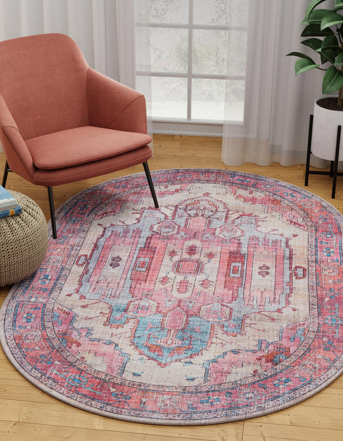 Zahara Oasis Collection Area Rug - Sahara Oval Beige  lifestyle 90