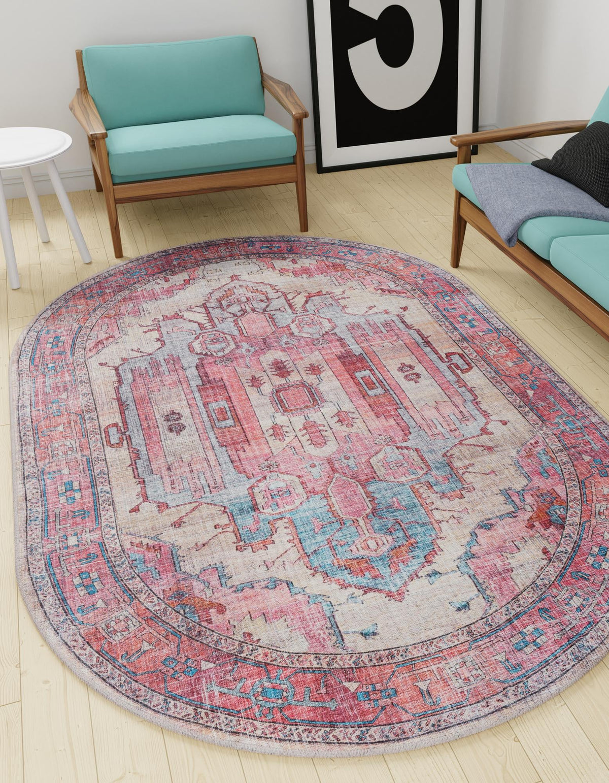 Zahara Oasis Collection Area Rug - Sahara Oval Beige  lifestyle 172