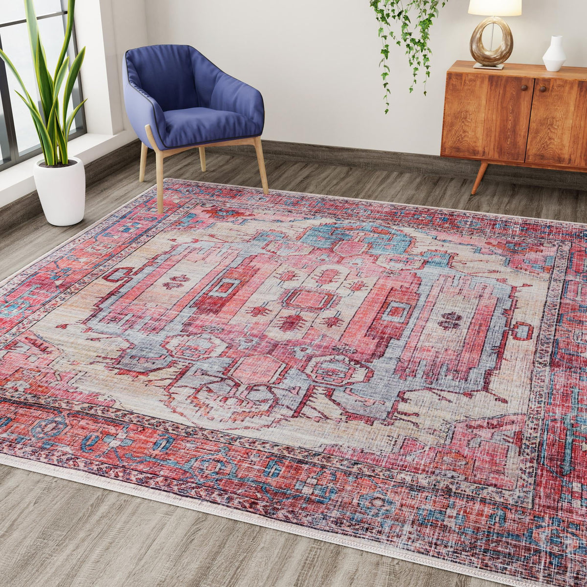 Zahara Oasis Collection Area Rug - Sahara Square Beige  lifestyle 191