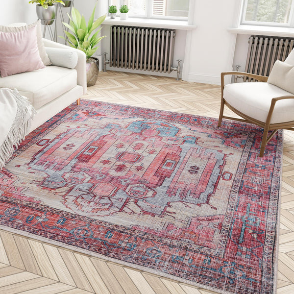 Zahara Oasis Collection Area Rug - Sahara Square Beige  lifestyle 207
