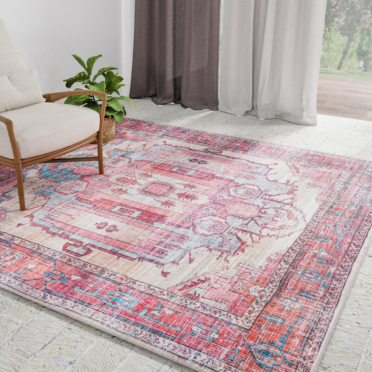 Zahara Oasis Collection Area Rug - Sahara Square Beige  lifestyle 213