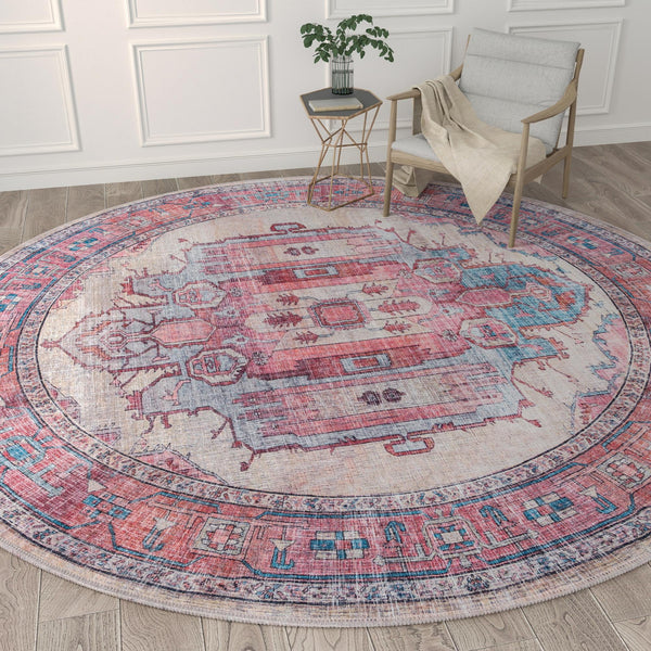 Zahara Oasis Collection Area Rug - Sahara Round Beige  lifestyle 192