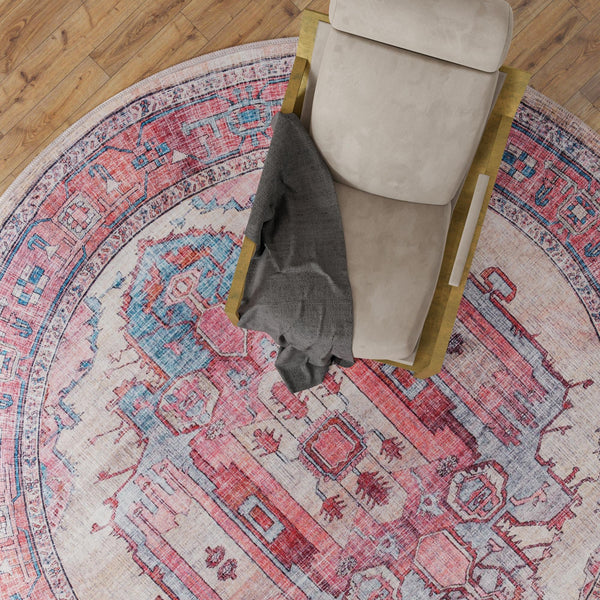 Zahara Oasis Collection Area Rug - Sahara Round Beige  lifestyle 214