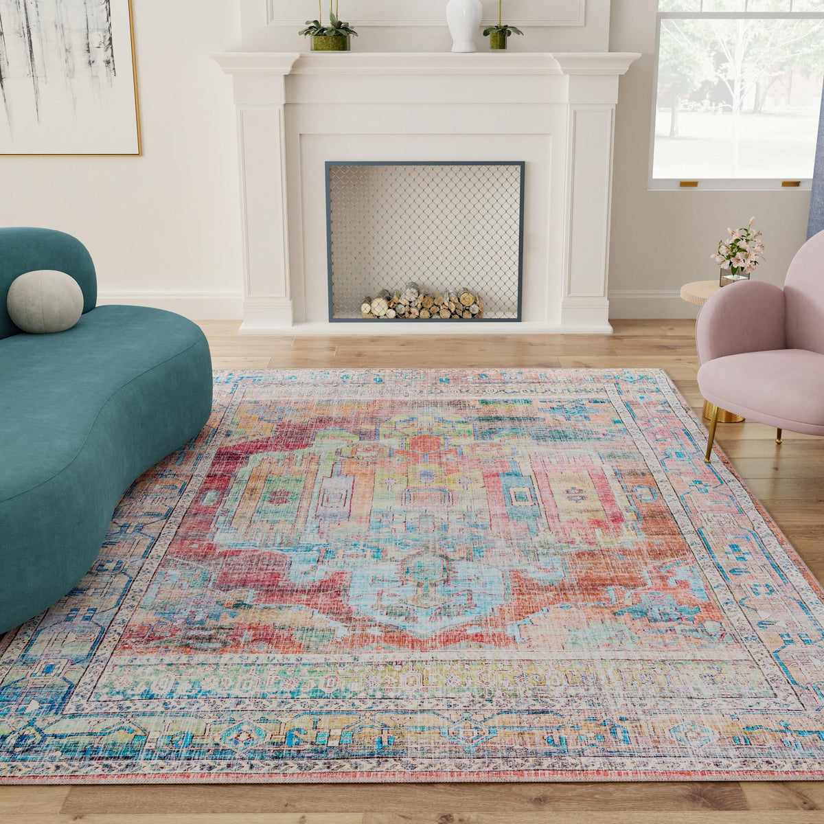 Zahara Oasis Collection Area Rug - Sahara Rectangle Multi  lifestyle 56