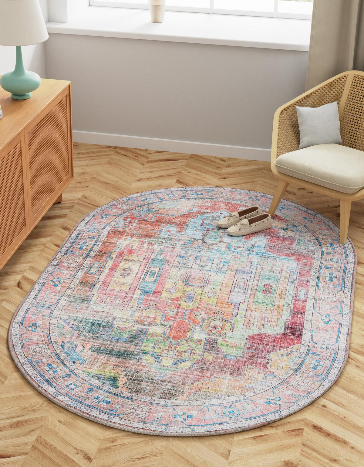 Zahara Oasis Collection Area Rug - Sahara Oval Multi  lifestyle 78