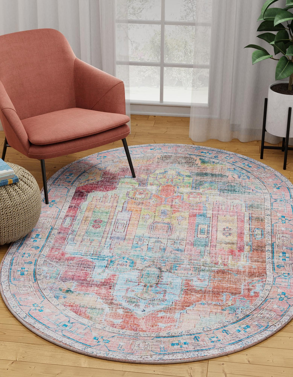 Zahara Oasis Collection Area Rug - Sahara Oval Multi  lifestyle 92