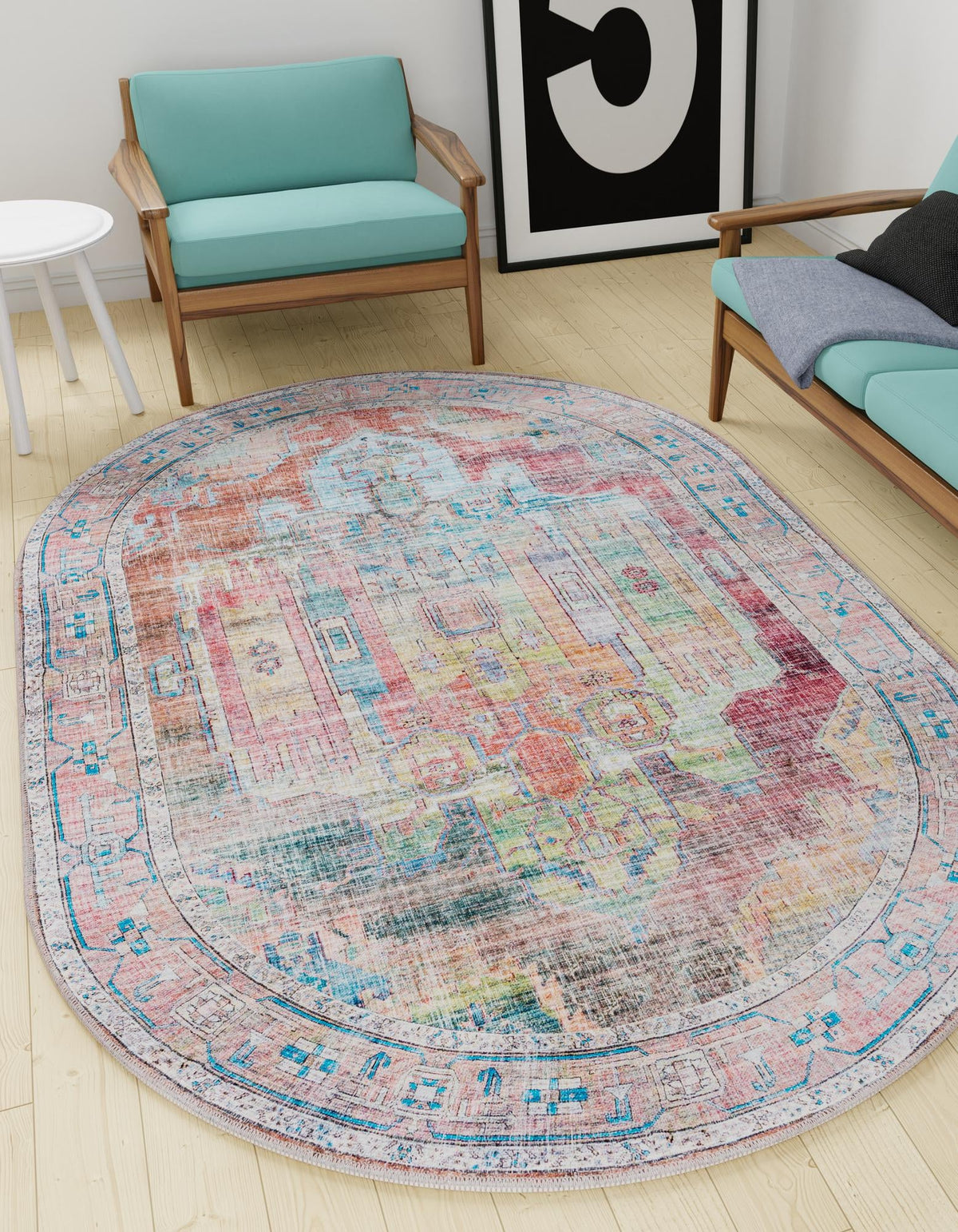 Zahara Oasis Collection Area Rug - Sahara Oval Multi  lifestyle 178
