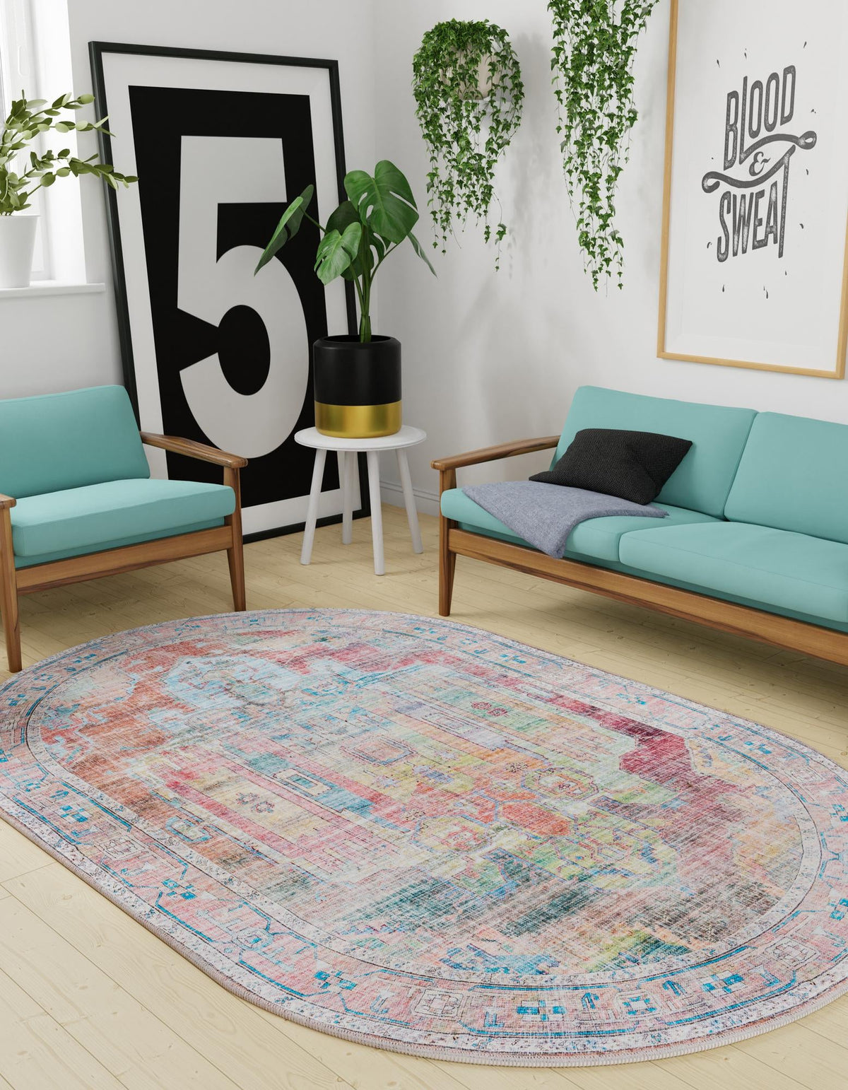 Zahara Oasis Collection Area Rug - Sahara Oval Multi  lifestyle 186