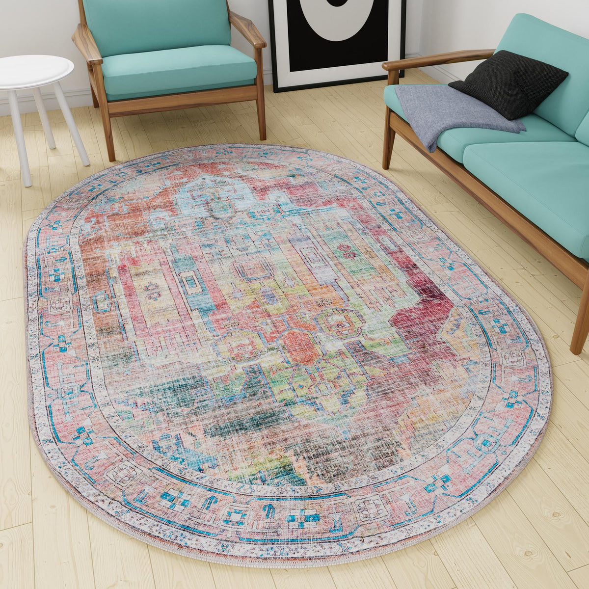 Zahara Oasis Collection Area Rug - Sahara Oval Multi  lifestyle 210