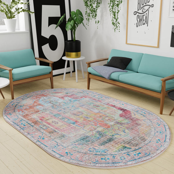 Zahara Oasis Collection Area Rug - Sahara Oval Multi  lifestyle 216