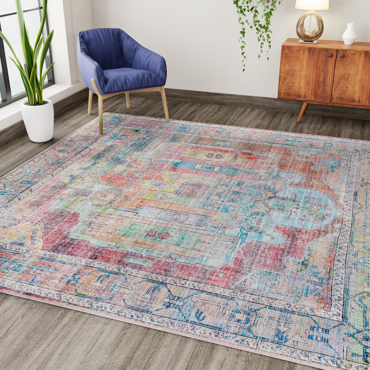 Zahara Oasis Collection Area Rug - Sahara Square Multi  lifestyle 196