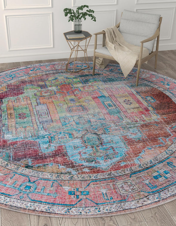Zahara Oasis Collection Area Rug - Sahara Round Multi  lifestyle 77