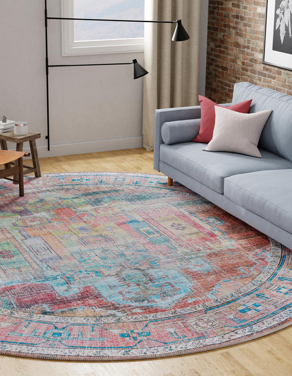 Zahara Oasis Collection Area Rug - Sahara Round Multi  lifestyle 86