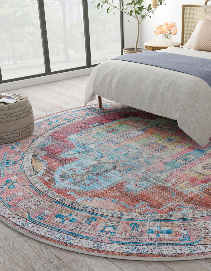 Zahara Oasis Collection Area Rug - Sahara Round Multi  lifestyle 177