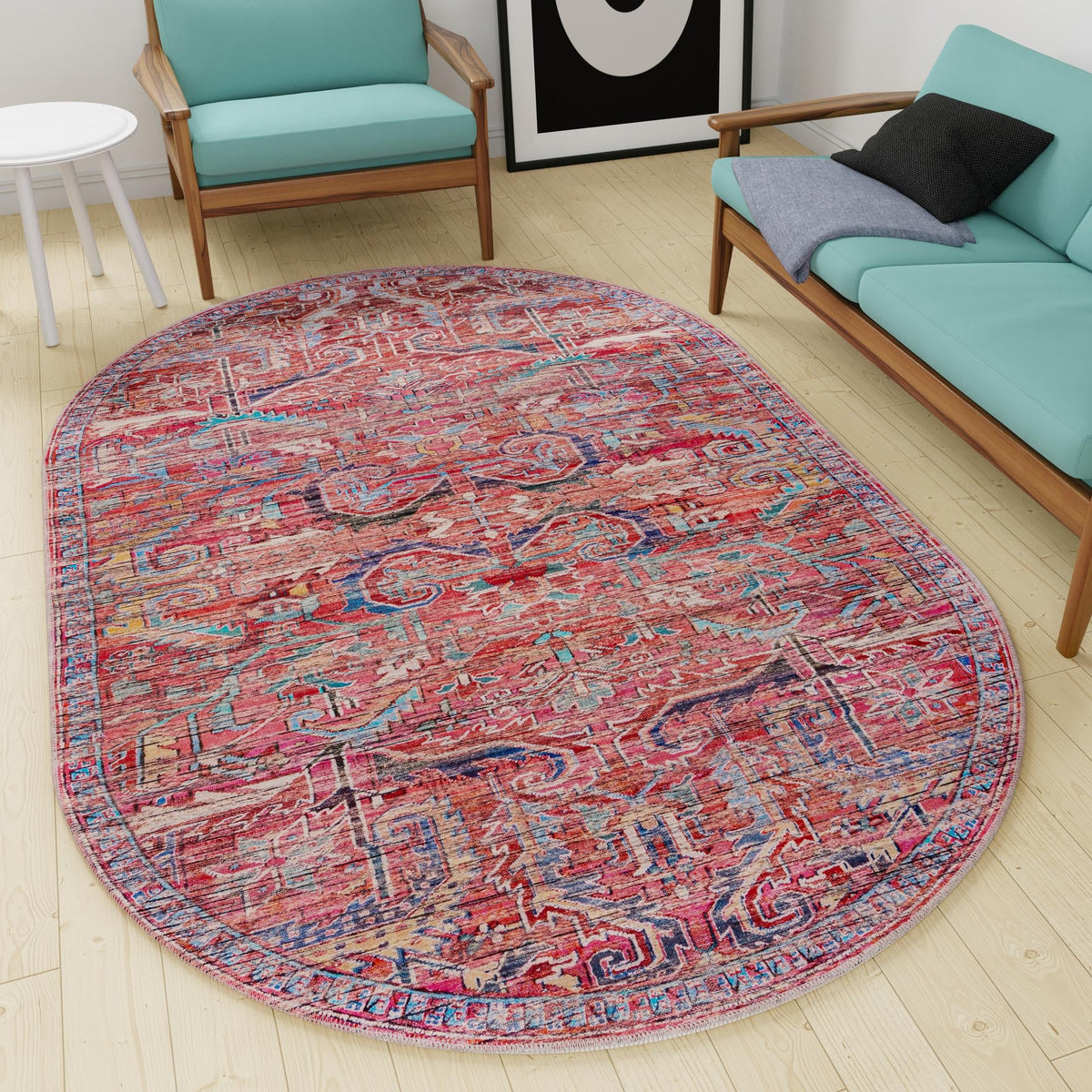 Zahara Oasis Collection Area Rug -  Tangier Oval Rust Red  lifestyle 108