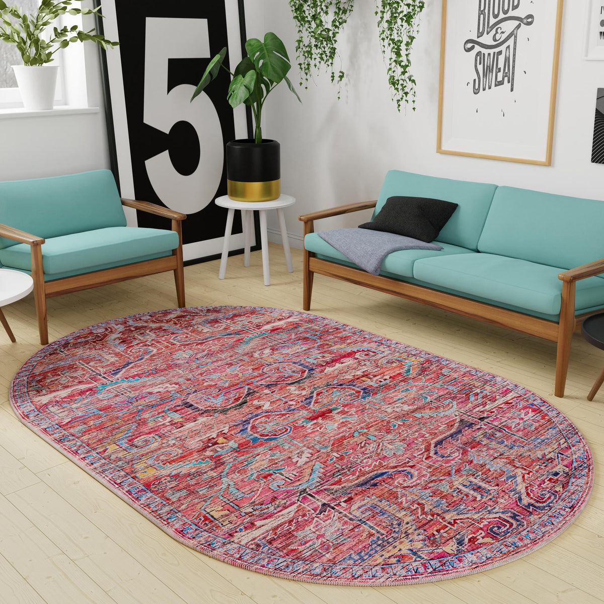 Zahara Oasis Collection Area Rug -  Tangier Oval Rust Red  lifestyle 112