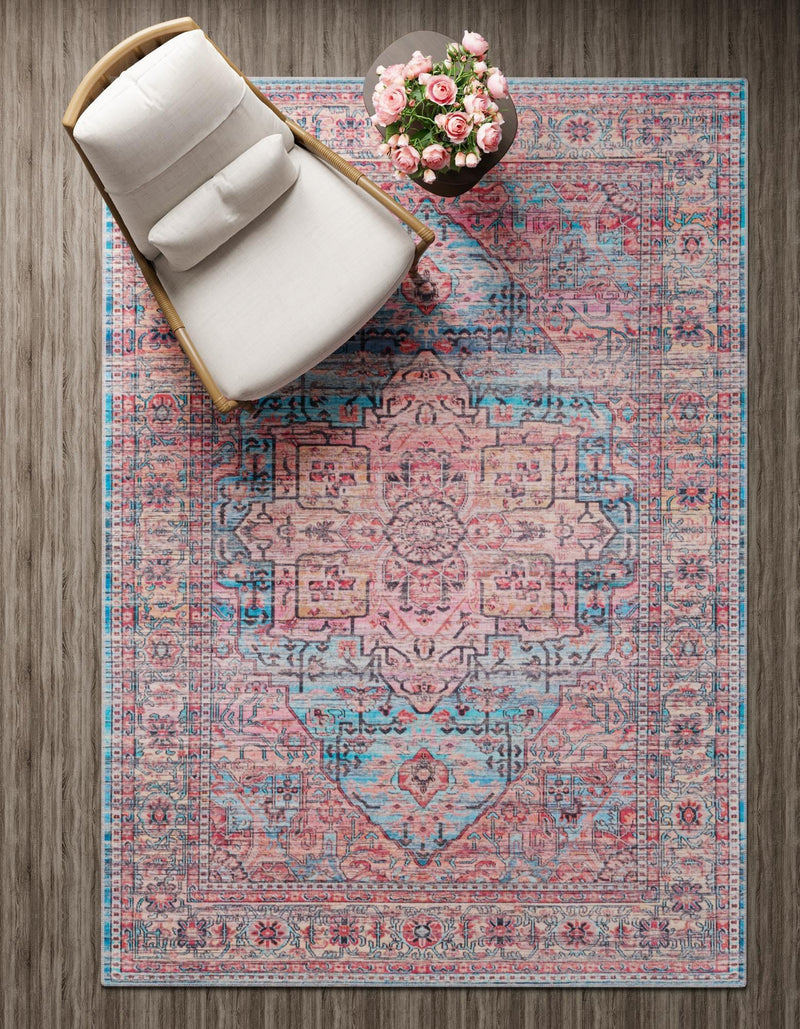 Zahara Oasis Collection Area Rug -  Fez Rectangle Blue  lifestyle 9