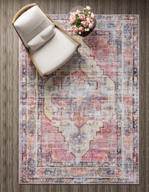 Zahara Oasis Collection Area Rug -  Rabat Rectangle Yellow Pink  lifestyle 8