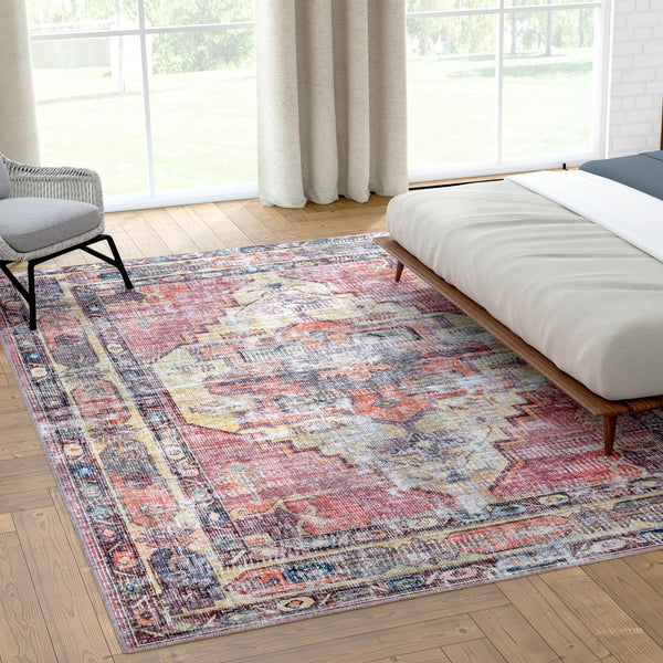 Zahara Oasis Collection Area Rug -  Rabat Rectangle Yellow Pink  lifestyle 25