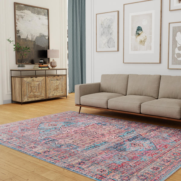 Zahara Oasis Collection Area Rug -  Rabat Rectangle Yellow Pink  lifestyle 30