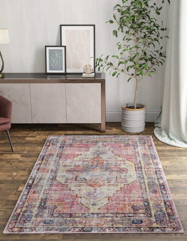 Zahara Oasis Collection Area Rug -  Rabat Rectangle Yellow Pink  lifestyle 6