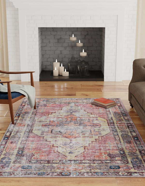 Zahara Oasis Collection Area Rug -  Rabat Rectangle Yellow Pink  lifestyle 22