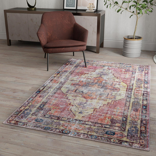 Zahara Oasis Collection Area Rug -  Rabat Rectangle Yellow Pink  lifestyle 26