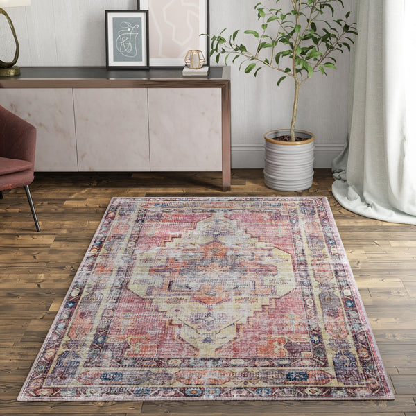 Zahara Oasis Collection Area Rug -  Rabat Rectangle Yellow Pink  lifestyle 28