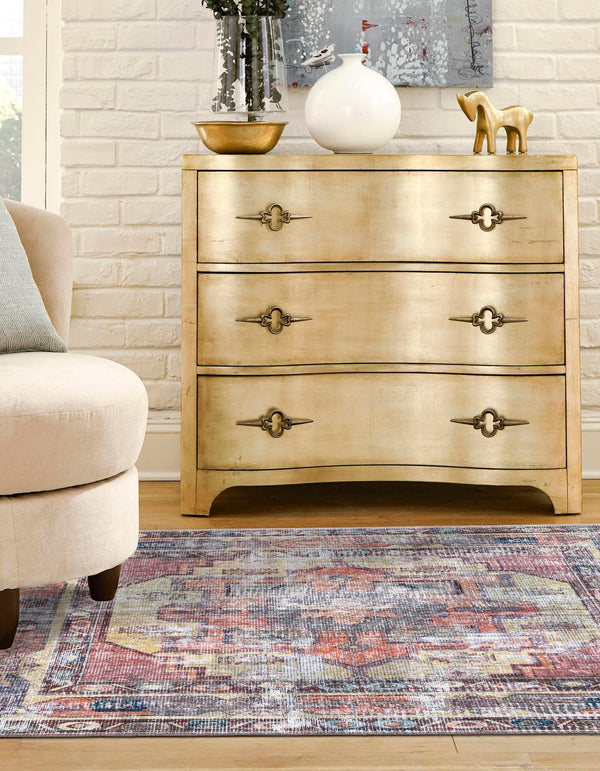Zahara Oasis Collection Area Rug -  Rabat Square Yellow Pink  lifestyle 44