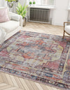 Zahara Oasis Collection Area Rug -  Rabat Square Yellow Pink  lifestyle 76