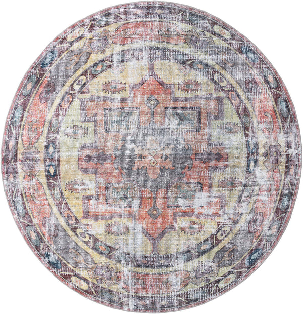 Zahara Oasis Collection Area Rug -  Rabat Round Yellow Pink  lifestyle 36