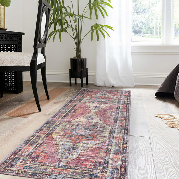 Zahara Oasis Collection Area Rug -  Rabat Runner Yellow Pink  lifestyle 89